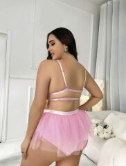 PEMBE FANTEZİ KOSTÜM BÜYÜK BEDEN